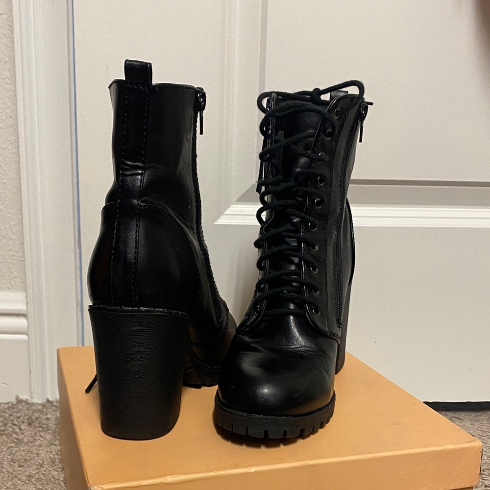 Black Lace-Up Ankle Boots